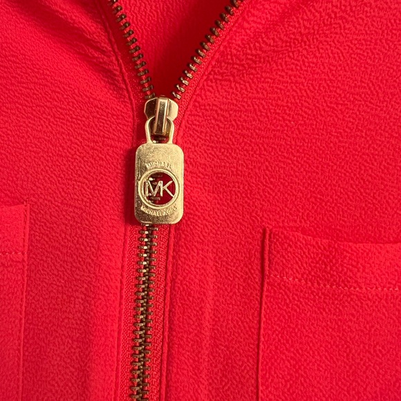 Coral colored Michael Michael Kors zip front shirt - Picture 2 of 7